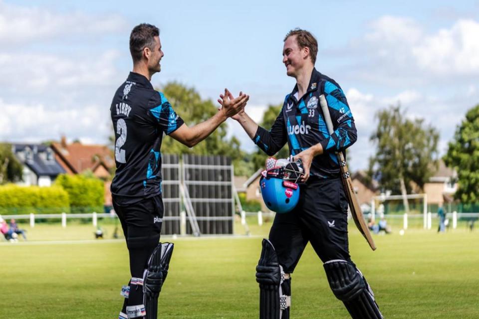 The highlight of Ed Pollock's unbeaten 120-run innings saw him hit six sixes in one over <i>(Image: Worcestershire CCC)</i>