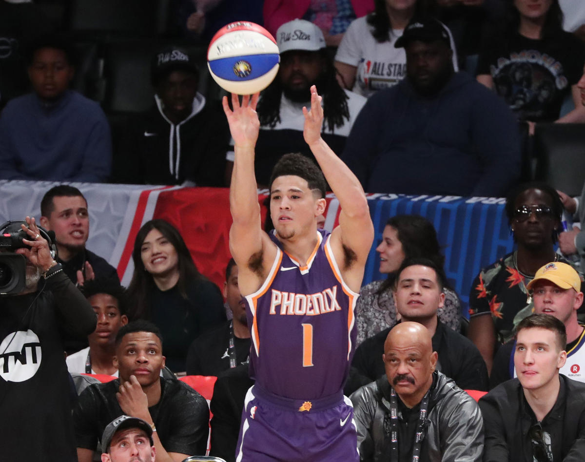 Suns' Devin Booker wins 3-point contest, Rockets' Eric Gordon