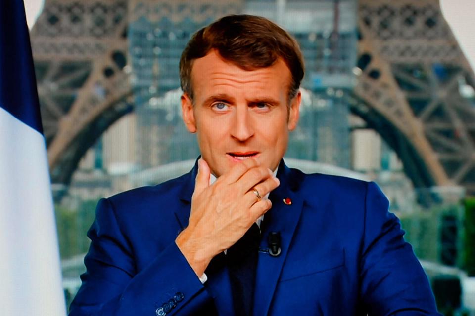 Macron  gives televised address to the nation on July 12 (AFP via Getty Images)