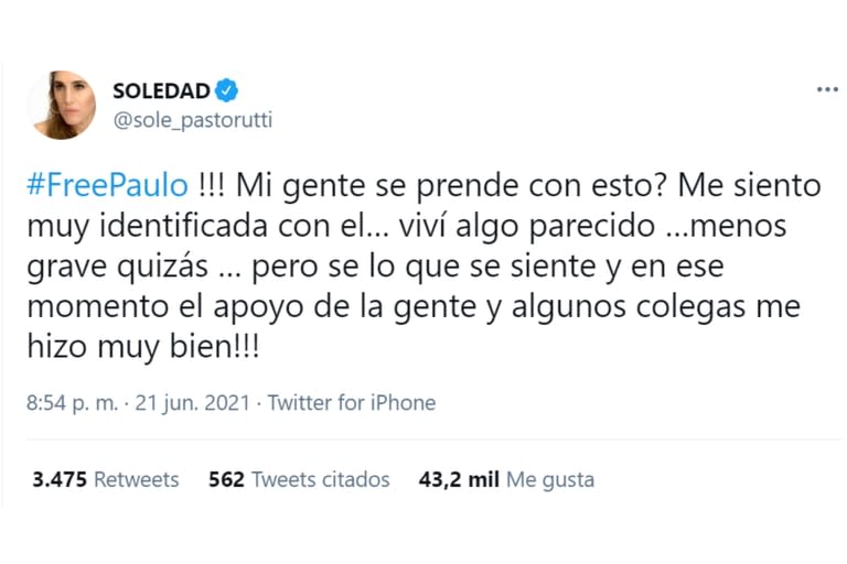 Soledad Pastorutti reveló que ella experimentó una situación similar