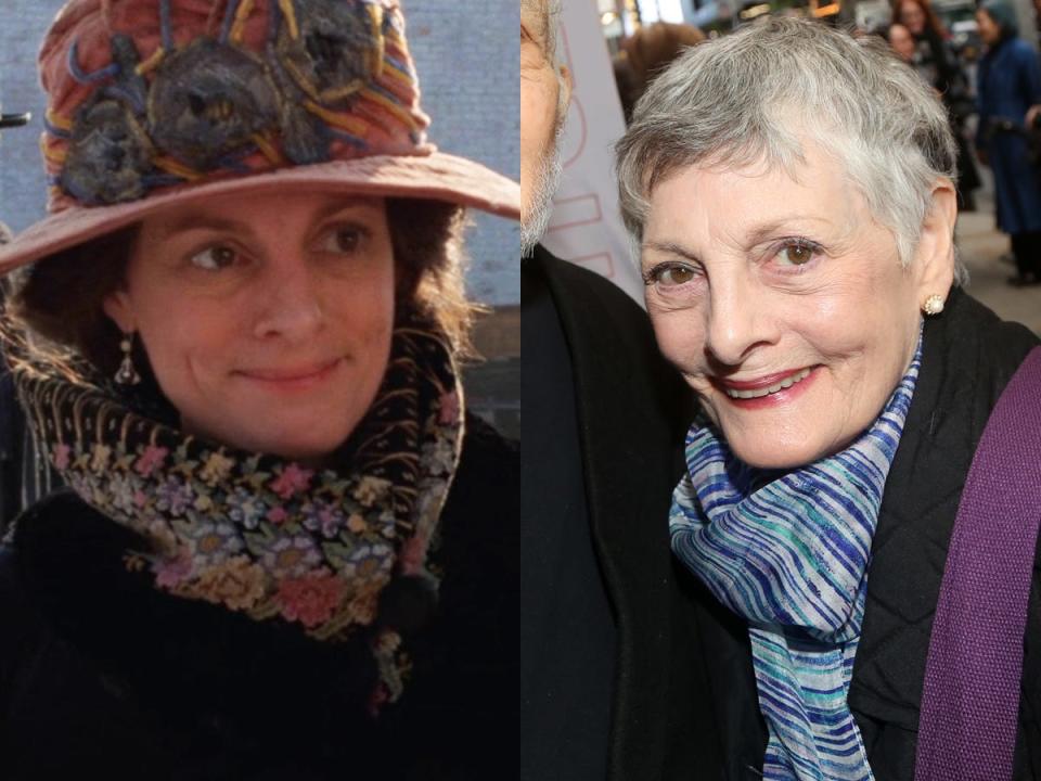 Left: Dana Ivey as Miss Millie in "The Color Purple." Right: Ivey in April 2023.