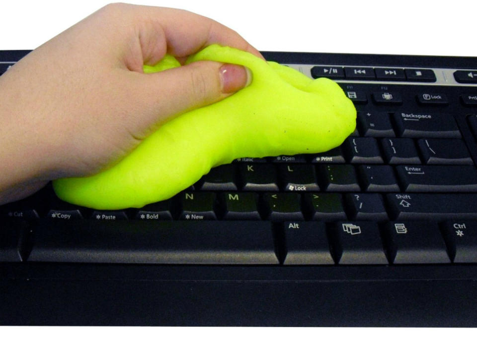 <body> <p>Computer keyboards accumulate crumbs and dust quickly—particularly if you're always glued to the screen. A press of this adult version of silly putty, <a rel="nofollow noopener" href=" http://amzn.to/2aAXStl" target="_blank" data-ylk="slk:Cyber Clean;elm:context_link;itc:0;sec:content-canvas" class="link ">Cyber Clean</a>, can lift all of the crud right from the crevices between keys. Then, simply fold and mold the putty for a clean side to use again. Not only do Cyber Clean's shape-shifting abilities allow it to reach any nook and cranny (USB ports, air vents, between remote control buttons) and wipe out the particles that have accumulated there, but it also makes this one of the most fun cleaning supplies to stock. <em>Available on <a rel="nofollow noopener" href=" http://amzn.to/2aAXStl" target="_blank" data-ylk="slk:Amazon;elm:context_link;itc:0;sec:content-canvas" class="link ">Amazon</a>; $4.35</em>.</p> <p><strong>Related: <a rel="nofollow noopener" href=" http://www.bobvila.com/slideshow/9-terrific-tools-every-neat-freak-needs-49695?bv=yahoo" target="_blank" data-ylk="slk:9 Terrific Tools Every Neat Freak Needs;elm:context_link;itc:0;sec:content-canvas" class="link ">9 Terrific Tools Every Neat Freak Needs</a> </strong> </p> </body>