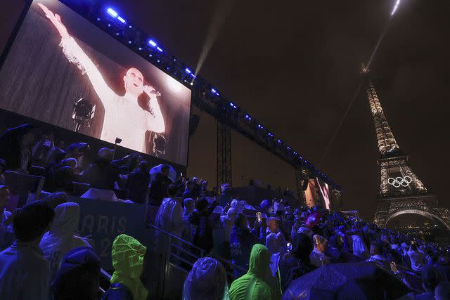 <p>NBC Sports</p> Celine Dion performs during the Opening Ceremony of the Paris 2024 Olympic Games