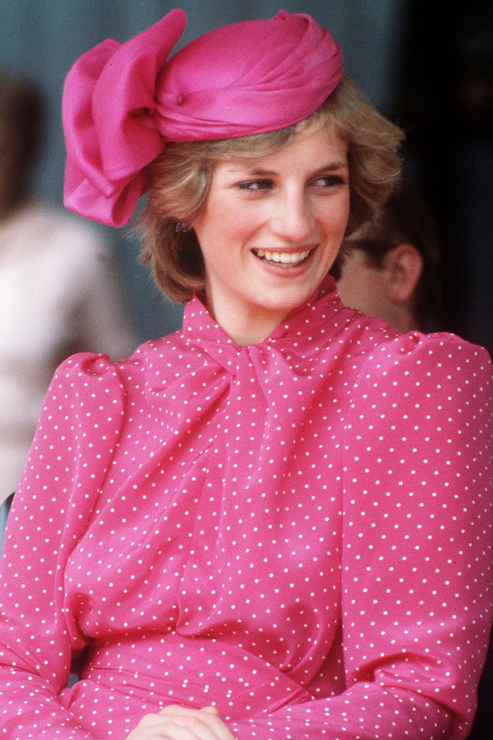 <p>In a bright pink silk fascinator by John Boyd while visiting Perth, Australia.</p>