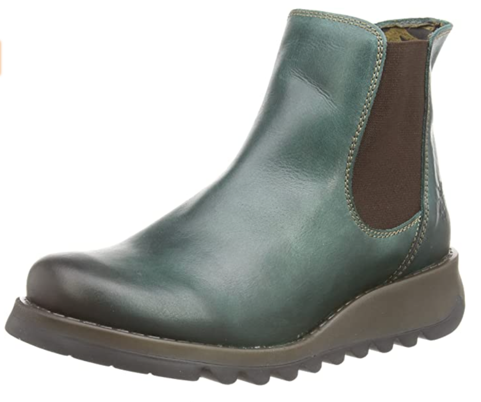 Fly London Salv Ankle Bootie in Petrol (Photo via Amazon)