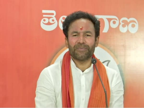 Union minister and BJP leader G Kishan Reddy addresses a press conference at the party headquarters in Hyderabad on Monday. (Photo/ANI)