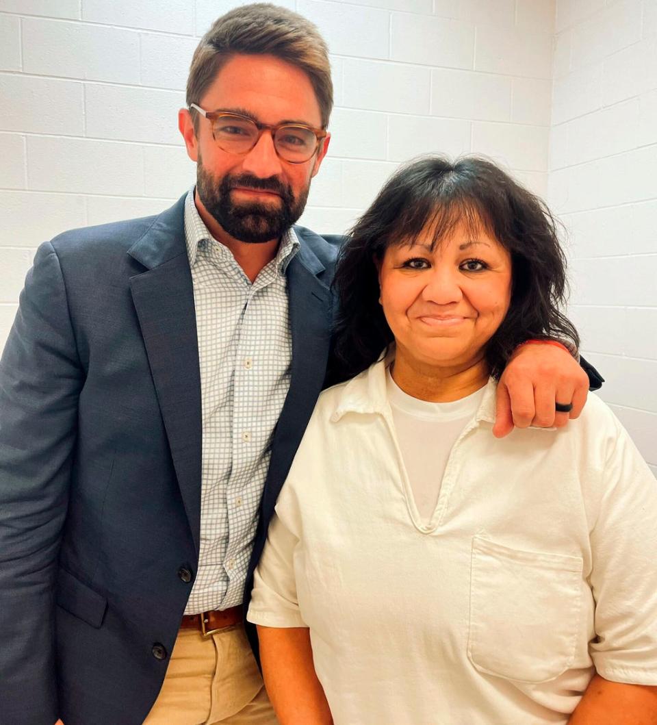 Rep Jeff Leach and Melissa Lucio prior to her scheduled execution date (Rep Jeff Leach)