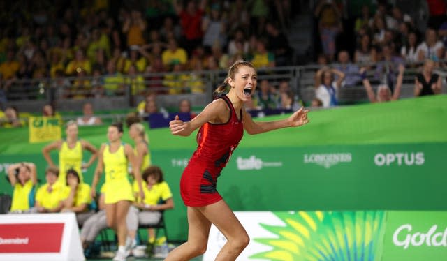 England’s Helen Housby celebrates scoring the winning goal against Australia in the 2018 Commonwealth final