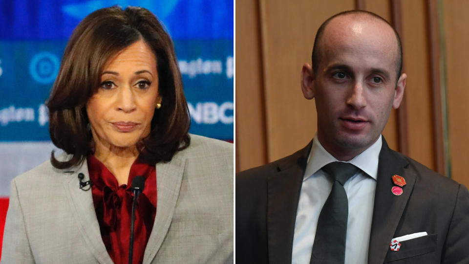 Sen. Kamala Harris (D-Calif.), and White House Senior Adviser Stephen Miller. (Photo: AP (Photos by John Bazemore, Susan Walsh))