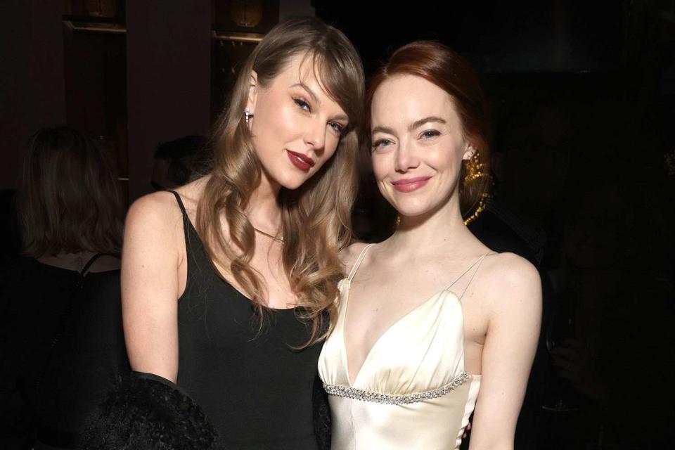 <p>Todd Williamson/January Images/Shutterstock </p> Taylor Swift and Emma Stone in December 2023