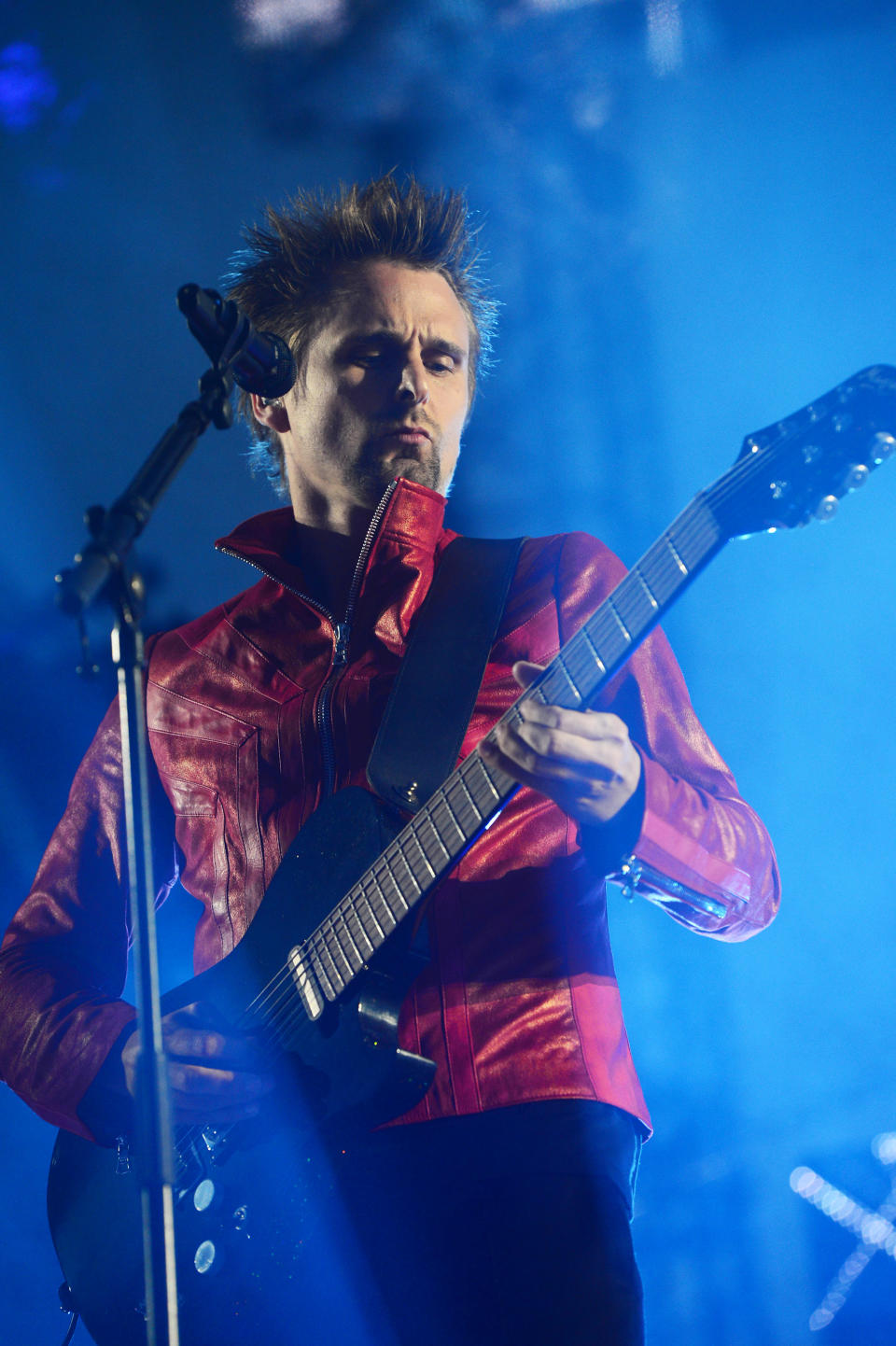 Matt Bellamy performs with Muse during the band's live performance at the Horse Guards Parade following the World Premiere of 'World War Z' in London on Sunday June 2, 2013. (Photo by Jon Furniss/Invision/AP Images)