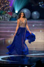 Miss Universe Russia, Elizabeth Golovanova, competes in an evening gown of her choice as one of the top ten contestants during this year's LIVE NBC Telecast of the 2012 Miss Universe Competition at PH Live in Las Vegas, Nevada on December 19, 2012. HO/Miss Universe Organization L.P., LLLP