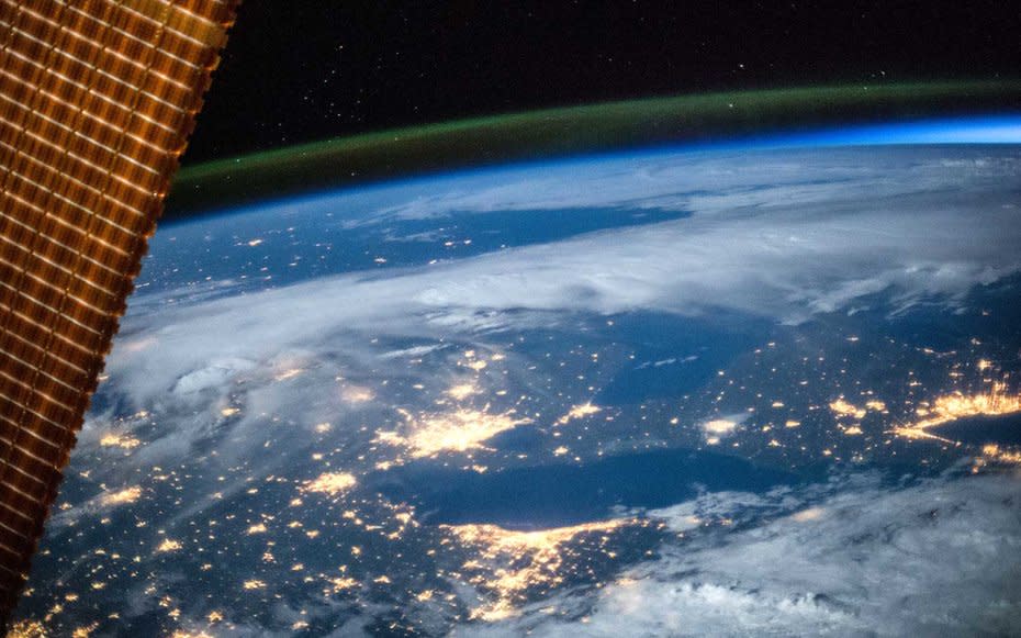 Detroit, Cleveland, and Toronto as seen from the International Space Station.