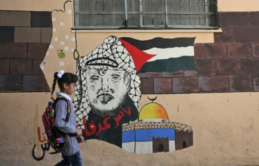 A Palestinian girl heads to her UN-run school in Balata refugee camp in the Israeli-occupied West Bank on the first day of the new academic year on August 29, 2018