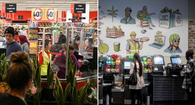 Coles and Woolworths self serve checkouts