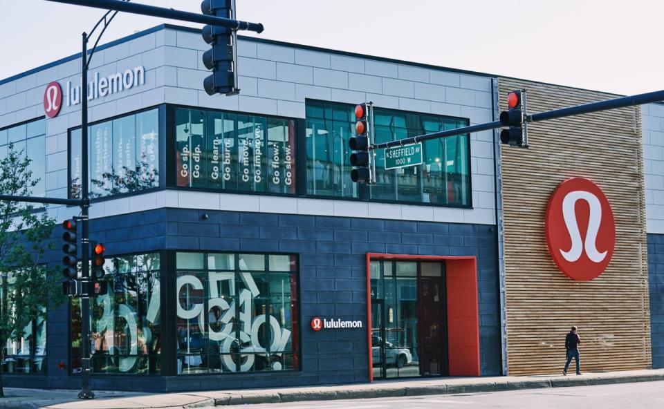 The exterior of a two story Lululemon store