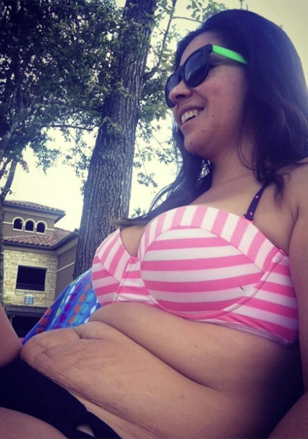 Body positive blogger Ana Carolina Rojas posted this photo from beside the pool. Photo: Instagram