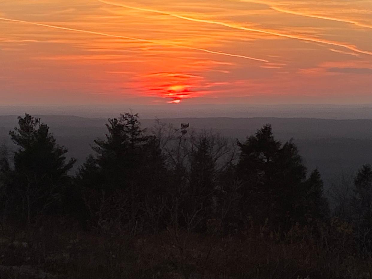 A late winter sunset from Mount Agamenticus in Maine. The winter solstice marks the first day of winter in the Northern hemisphere. In New England, it happens at 10:59 a.m. Eastern Standard Time on Tuesday, Dec. 21.