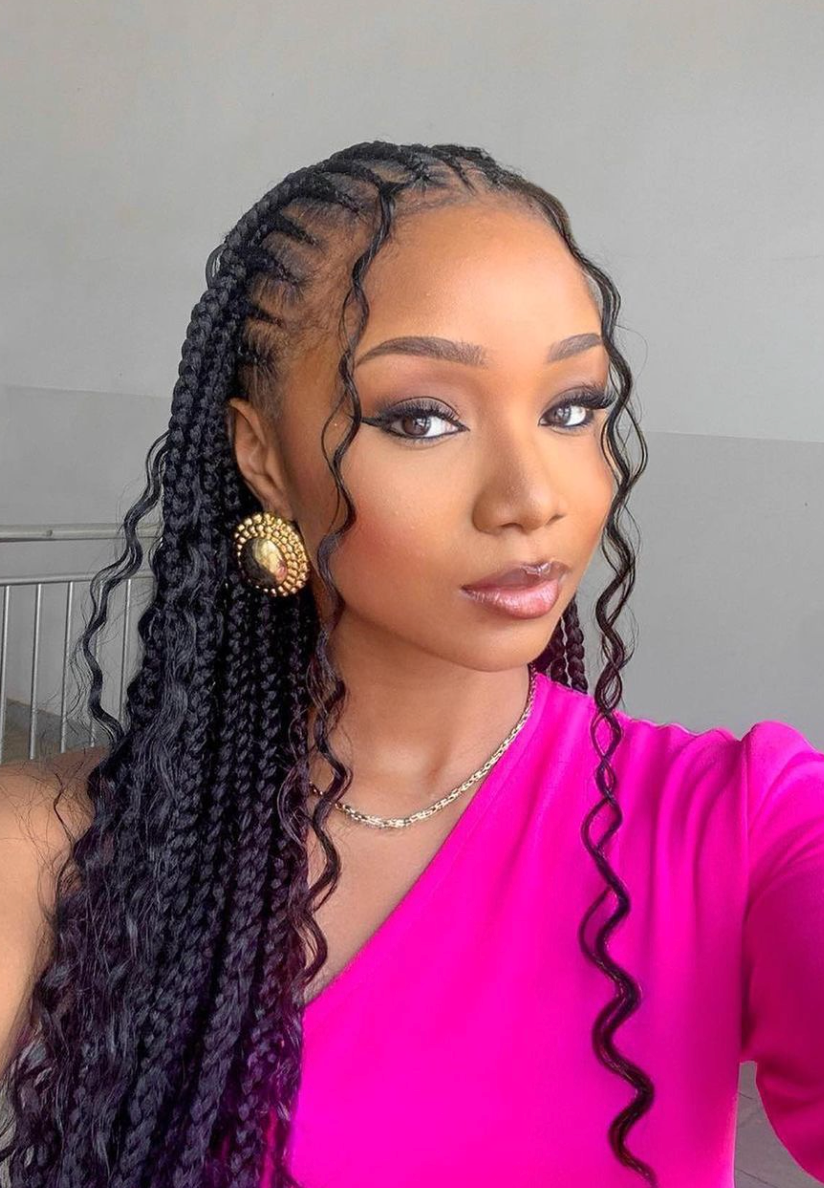 Small Goddess Braids With Face Framing Pieces