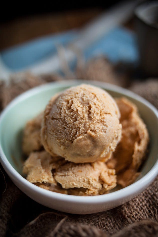 <strong>Get the <a href="http://www.adventures-in-cooking.com/2013/12/pumpkin-ice-cream-with-gingersnap-honey.html" target="_blank">Pumpkin Ice Cream recipe</a> from Adventures in Cooking</strong>