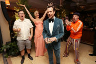 <p>at a party celebrating Apple TV+'s <i>Ted Lasso </i>at Sunset Tower in Los Angeles.</p>