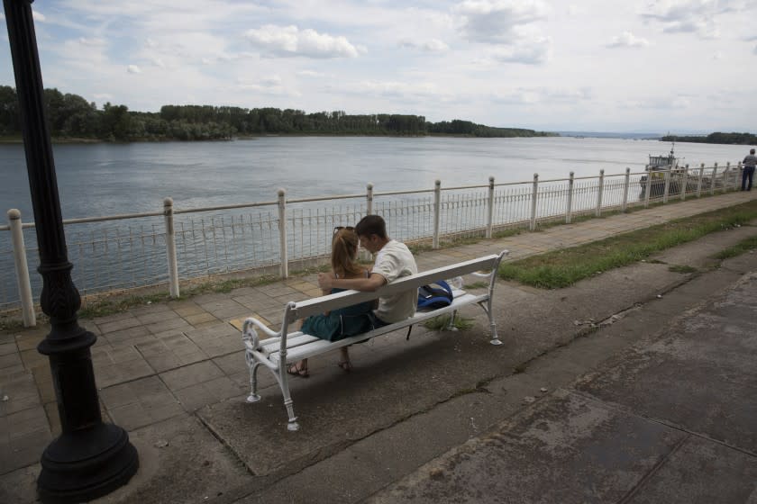 Boardwalk along the Danube in Vidin, a city in Northwestern Bulgaria, a region which is experiencing rapid depopulation.