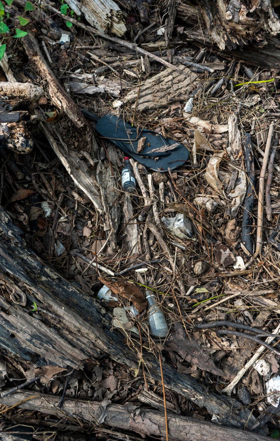 Some of the trash volunteers with Spearhead Project Earth found doing their weekly cleanup on Burlington Island on the Delaware River in between New Jersey and Pennsylvania on Thursday, Aug. 10, 2023.