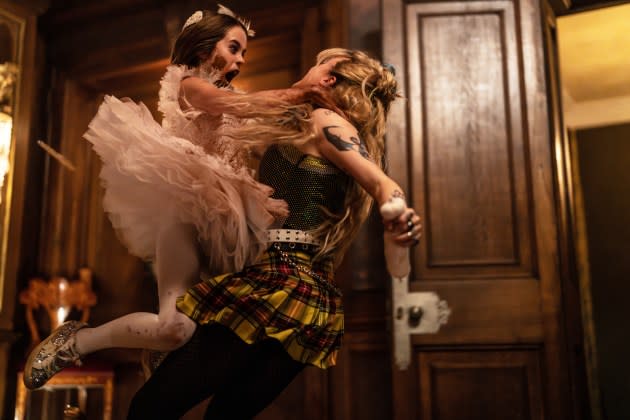 Alisha Weir and Kathryn Newton in 'Abigail.' - Credit: Bernard Walsh/Universal Pictures