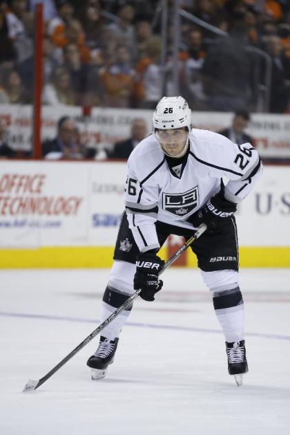 Los Angeles Kings&#39; Slava Voynov in action during an NHL hockey game against the Philadelphia Flyers, Monday, March 24, 2014, in Philadelphia. (AP Photo/Matt Slocum)