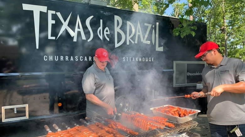 Texas de Brazil employees roasting meats