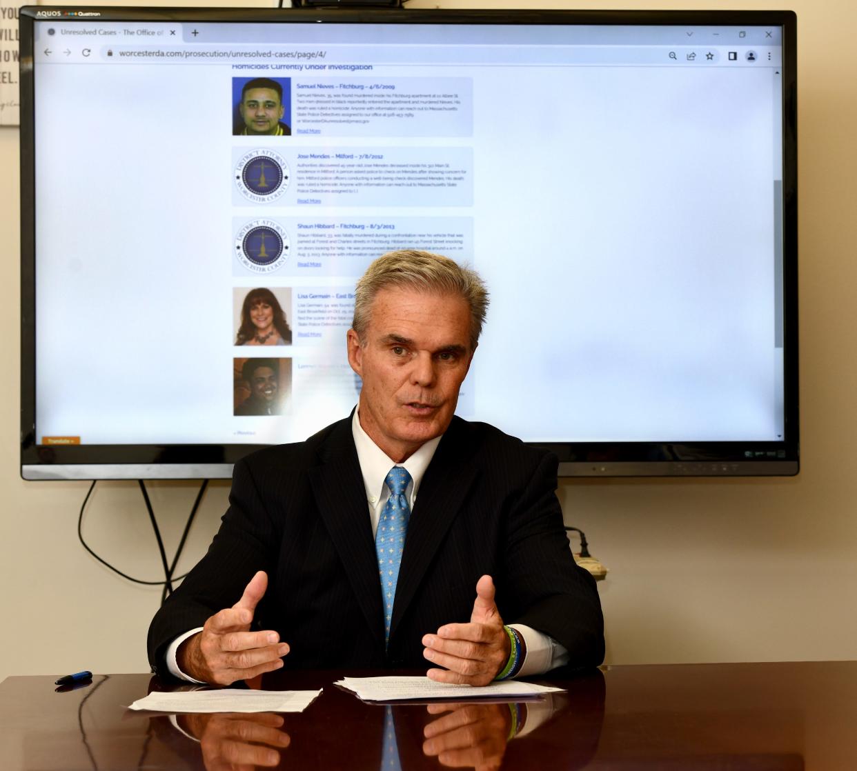 Worcester County District Attorney Joseph Early Jr. reveals a newly revamped website that will have access to Worcester County's significant unresolved murders.