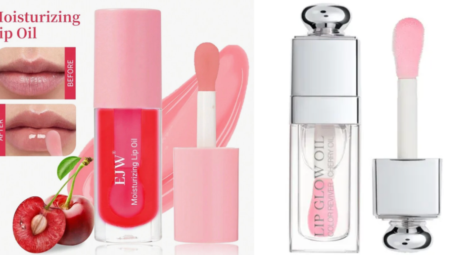 Lip oil from Shein (left) and the original from Dior (right).