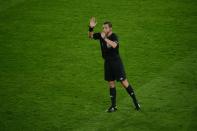 French referee Stephane Lannoy whistles during the Euro 2012 championships football match Germany vs Portugal on June 9, 2012 at the Arena Lviv. AFP PHOTO / ANNE-CHRISTINE POUJOULATANNE-CHRISTINE POUJOULAT/AFP/GettyImages