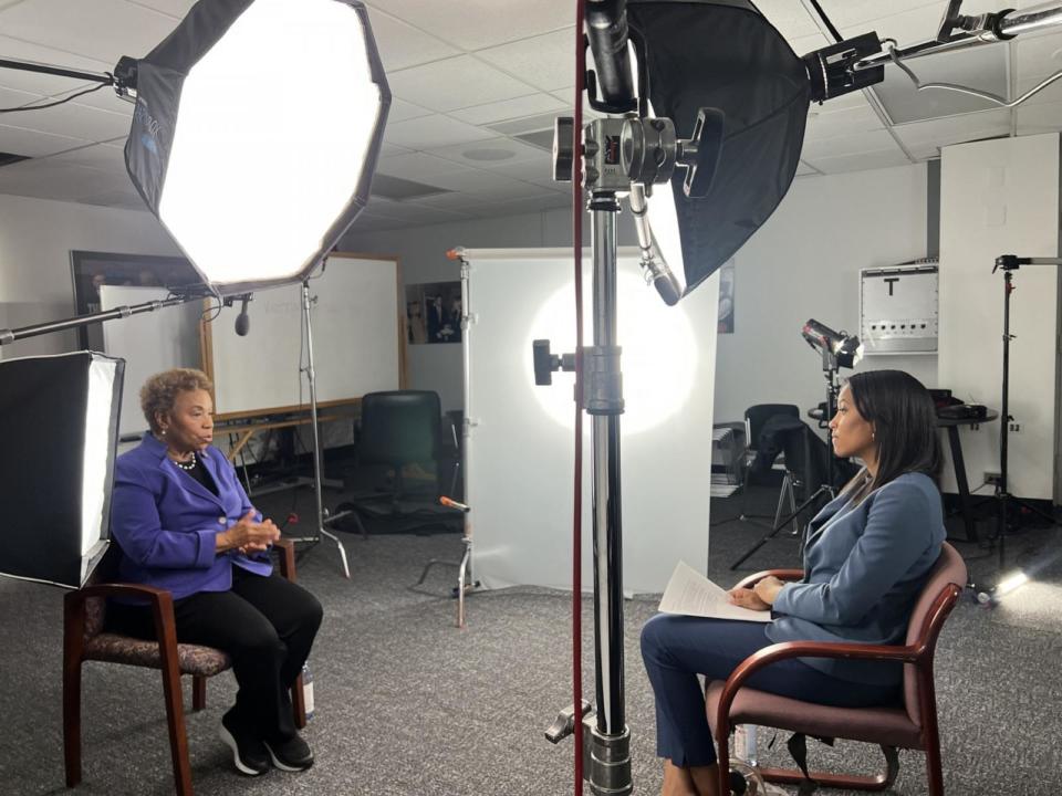 PHOTO: ABC News' Senior Congressional Correspondent Rachel Scott sits down with Rep. Barbara Lee, D-Calif., in Washington about her Senate campaign. (Julia Cherner/ABC News)