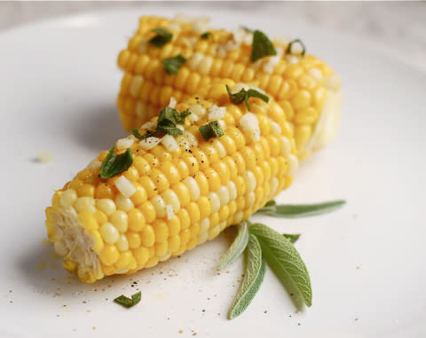 Herbed Corn on the Cob with Olive Oil and Garlic