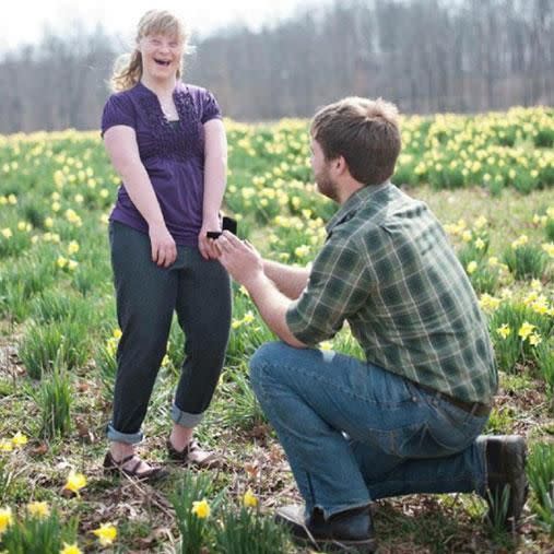 After popping the question to Ashley, Will dropped a knee for Hannah as well. Photo: Bret and Brandie Photography