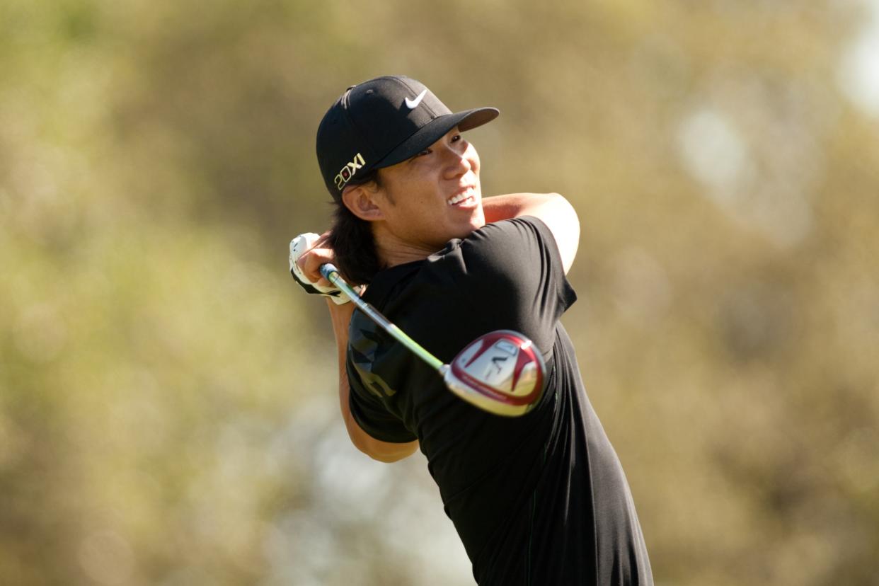 Kim plays a tee shot at the 2012 Valero Texas Open. (Darren Carroll/Getty Images)