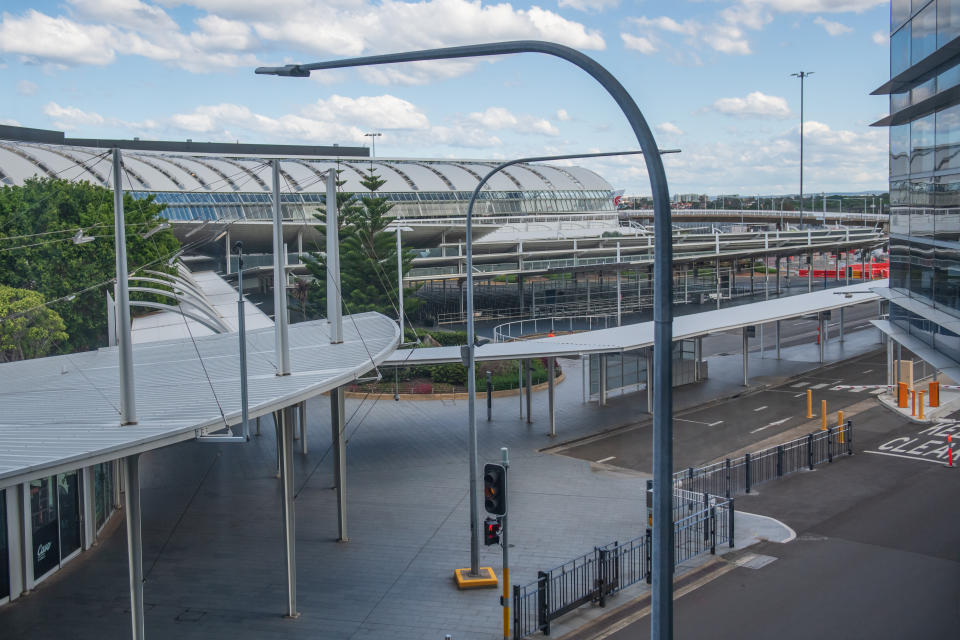 An empty view of arrival area at Sydney International Airport on April 11, 2020 in Sydney, Australia as the coronavirus pandemic forced the virtual shutdown of air travel. Australia's major international aviation companies suspended international travel and drastically cut domestic routes as demand plummeted and the country's states shut their borders to to non-essential travellers and international arrivals into Australia are being sent to mandatory quarantine in hotels for 14 days. (Photo by Izhar Khan/NurPhoto via Getty Images)