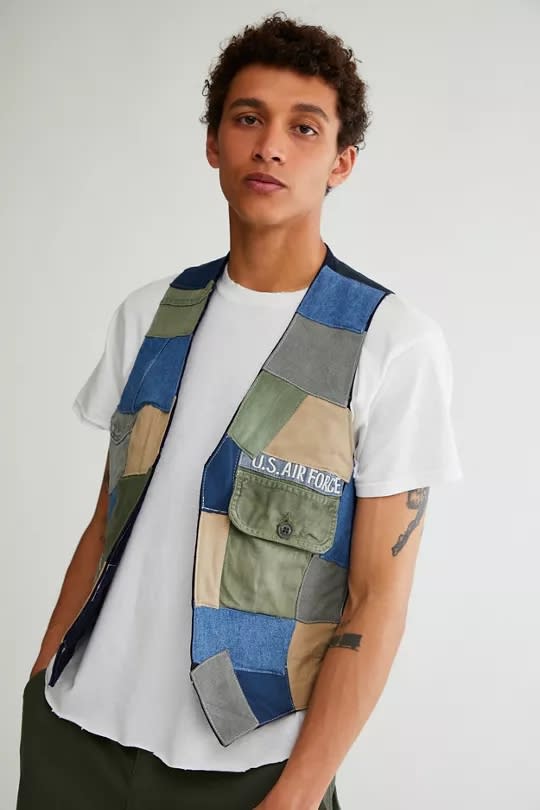 Vests for men, Urban Outfitters Remade Patchwork best men's vest