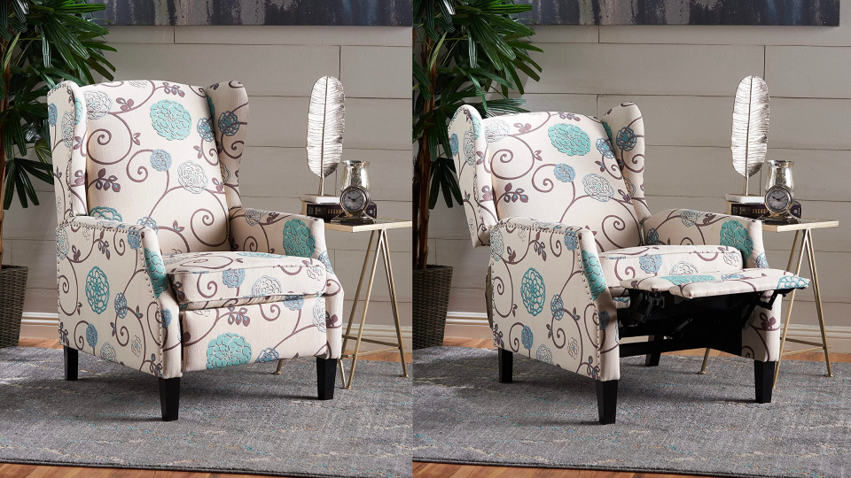 Covered in a delightful floral pattern, these chairs are as pretty as they are comfy.