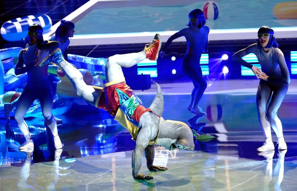 Hammerhead appears to be trying to submerge during a performance on Fox's "The Masked Dancer."