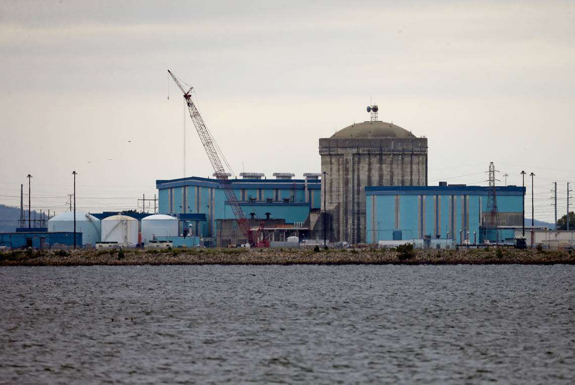 FILE - This Sept. 21, 2016 file photo shows Unit one of the V.C. Summer Nuclear Station near Jenkinsville, S.C. Federal authorities say a fourth executive has been charged for his role in a failed multibillion-dollar project to build two nuclear reactors at the V.C. Summer site in South Carolina. Former Westinghouse executive Jeffrey A. Benjamin faces multiple felony counts of fraud, according to an indictment filed Wednesday, Aug. 18, 2021. (AP Photo/Chuck Burton, File)