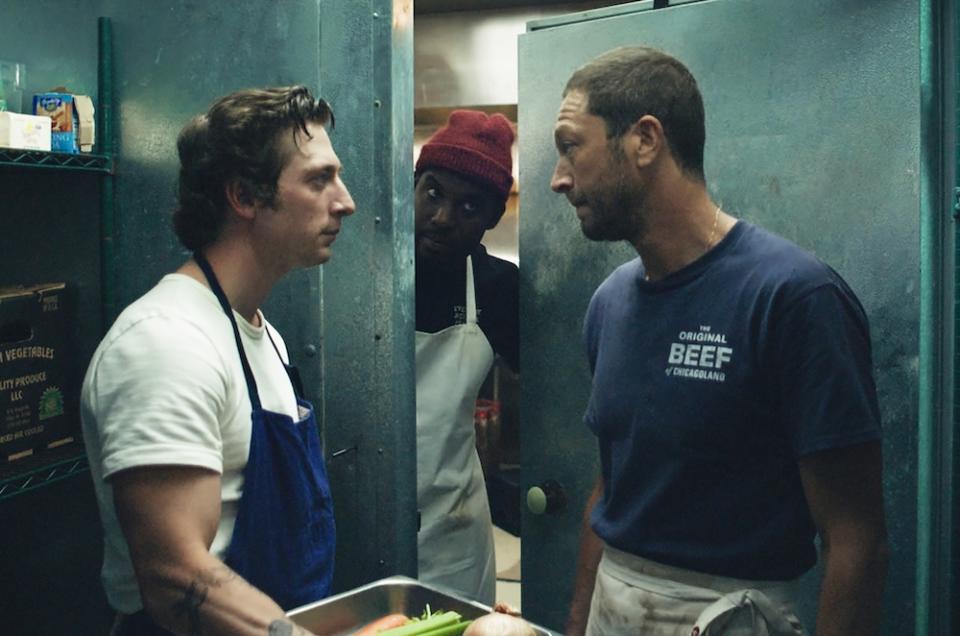 FX's THE BEAR "System" (Airs Thursday, June 23) Pictured: (l-r) Jeremy Allen White as Carmen 'Carmy' Berzatto, Lionel Boyce as Marcus, Ebon Moss-Bachrach as  Richard 'Richie' Jerimovich. CR: FX