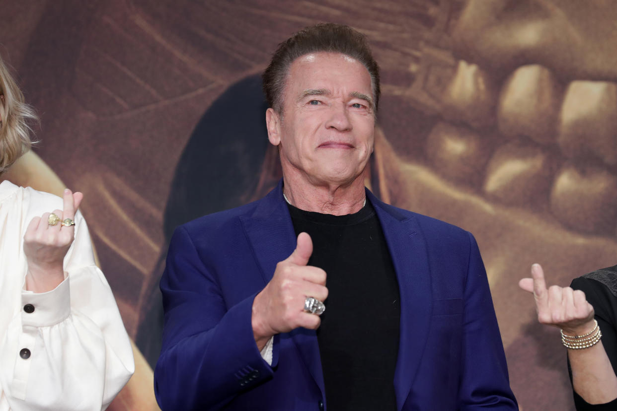 SEOUL, SOUTH KOREA - OCTOBER 21: Arnold Schwarzenegger attends during a press conference for 'Terminator: Dark Fate' on October 21, 2019 in Seoul, South Korea. The film will open on October 30, in South Korea.  (Photo by Han Myung-Gu/WireImage)