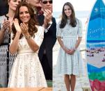 <p>This white lace Zimmermann A-line frock has made two appearances on Duchess Kate, first while visiting Australia in 2014 and then a few months later at Wimbledon that year. </p>