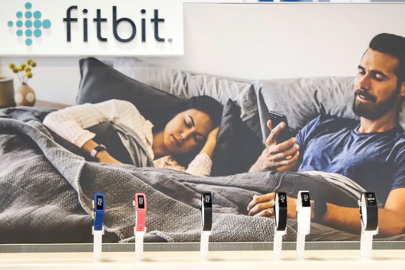 FILE PHOTO: Fitbit devices are displayed in a store in New York