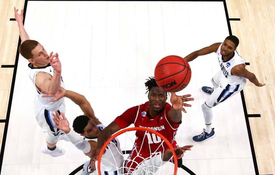 Nigel Hayes gets past the Villanova defense during the second round of the 2017 NCAA tournament.