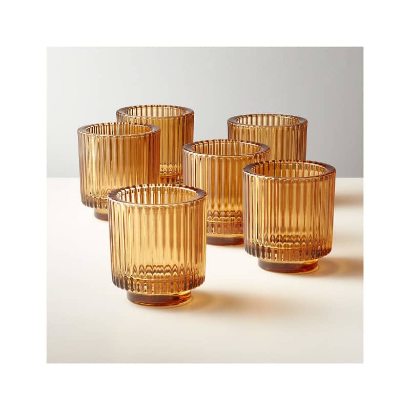 Ezra Amber Glass Tealight Candle Holders