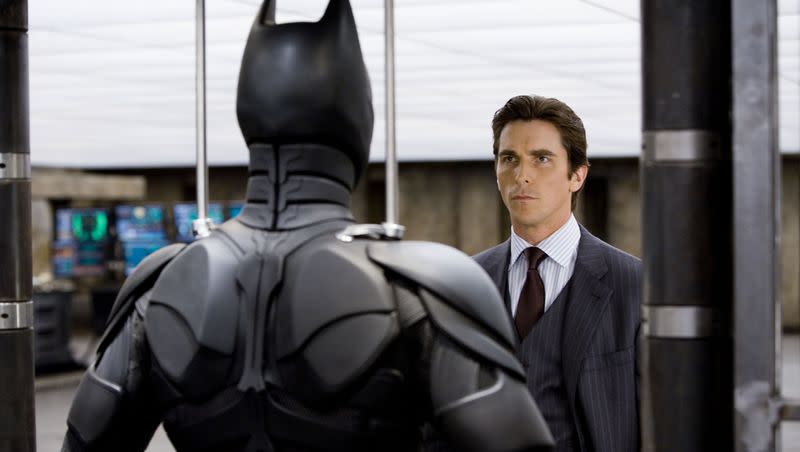 In this file image released by Warner Bros., Christian Bale stars as Bruce Wayne in “The Dark Knight.”
