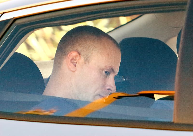 Bowe Bergdahl, who was demoted and dishonourably discharged from the U.S. Army for abandoning his post in Afghanistan, drives away from the courthouse at the conclusion of his court martial at Fort Bragg, North Carolina